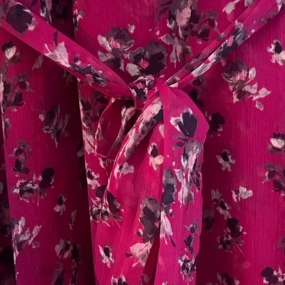 DKNY Fuchsia Floral Faux Wrap Dress - Picture 4 of 10